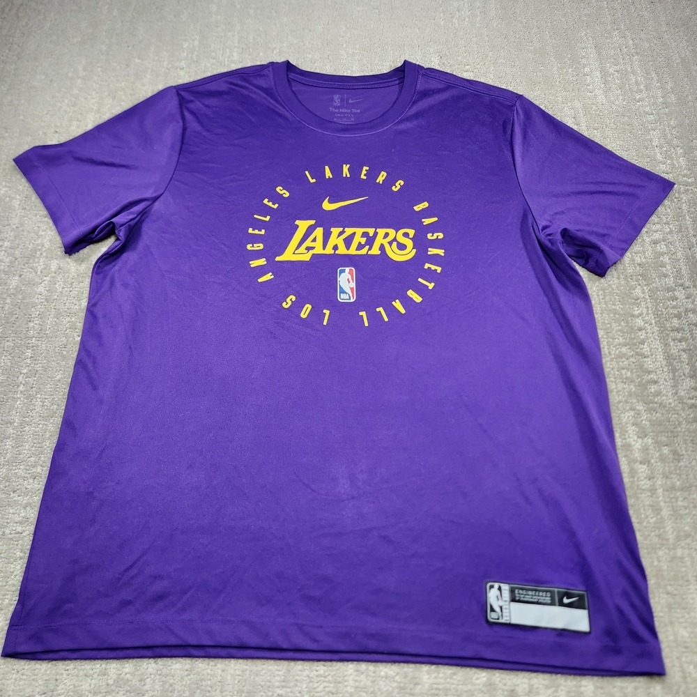 Los Angeles Lakers Shirt Men XL Nike Engineered‎ Tee Purple Basketball Dri Fit